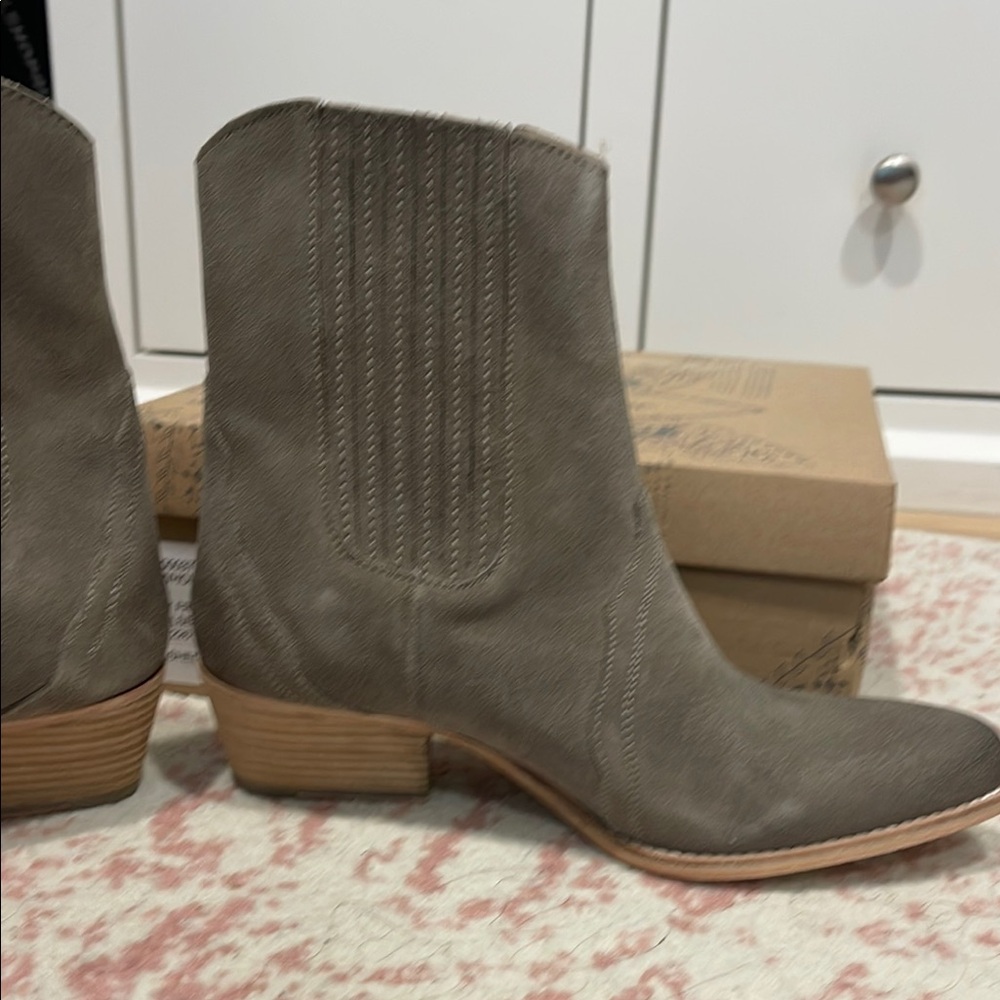 Free People Gray Suede Chelsea Ankle Booties - Picture 8 of 16